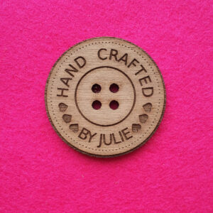 Hand Crafted Walnut Circular Button With Detail 4cm