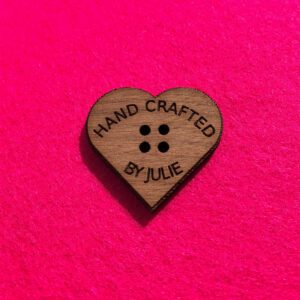 Personalised Heart Shaped Wooden Button Hand Crafted