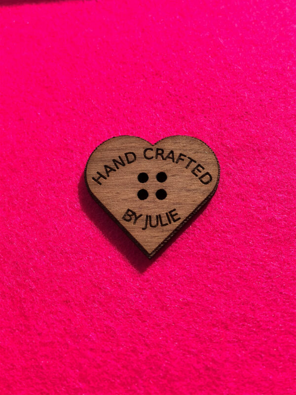 Personalised Heart Shaped Wooden Button Hand Crafted