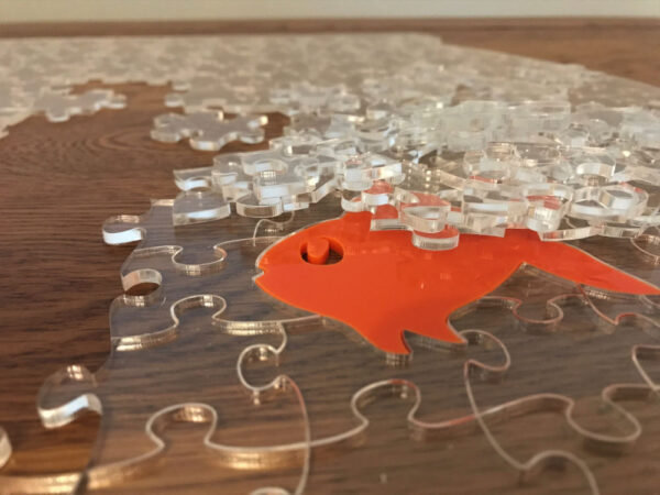 Fish Bowl Clear Acrylic Jigsaw With Goldfish Whimsy