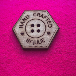 Hand Crafted Walnut Hexagonal Button With Detail 4cm