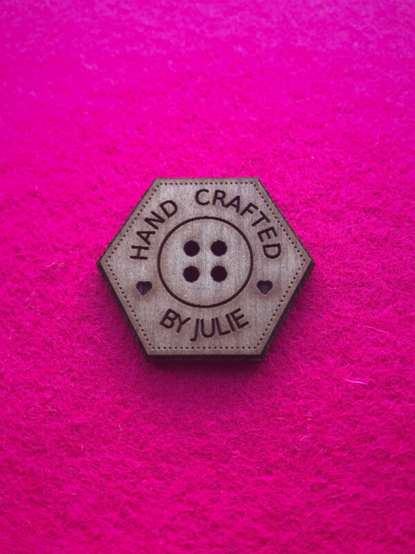 Hand Crafted Walnut Hexagonal Button With Detail 3cm