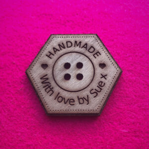 Handmade Walnut Hexagonal Button With Detail 3cm