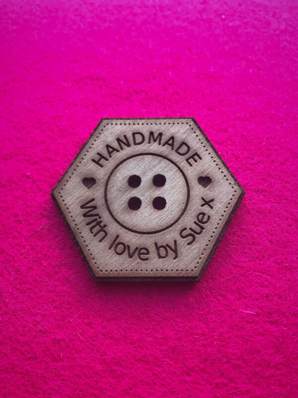 Handmade Walnut Hexagonal Button With Detail 3cm