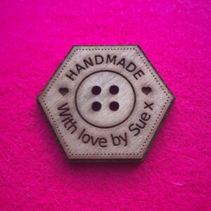 Handmade Walnut Hexagonal Button With Detail 3cm