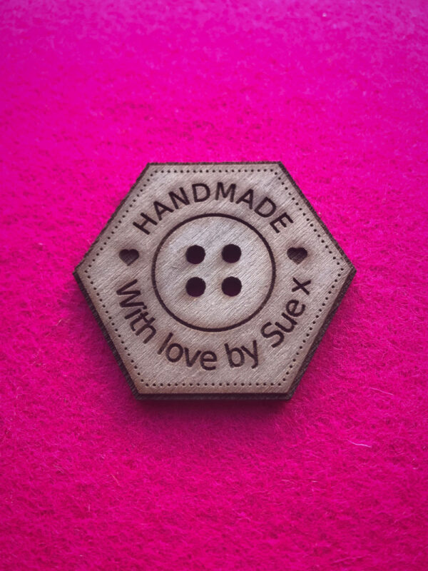 Handmade Walnut Hexagonal Button With Detail 3cm