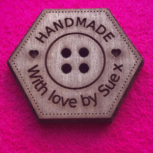 Handmade Walnut Hexagonal Button With Detail 4cm
