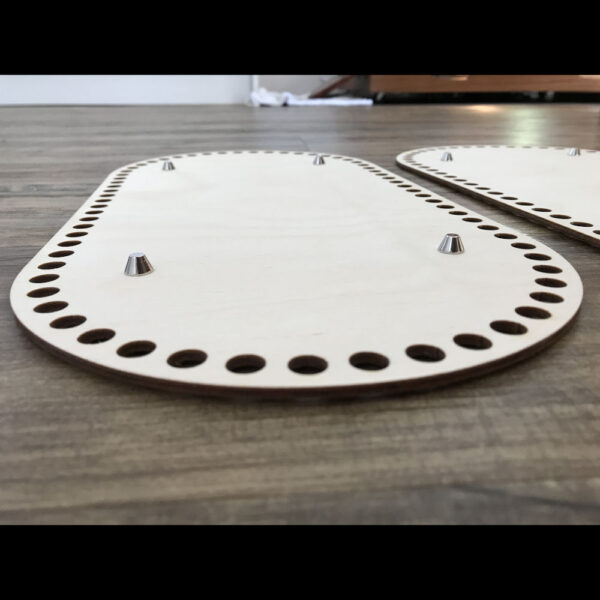 Wooden Crochet Bases With Silver Feet
