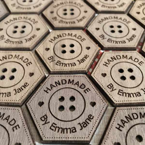 Personalised Walnut Hexagon Craft Buttons
