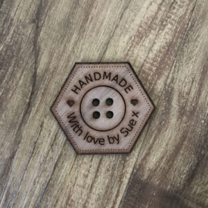 Handmade Walnut Hexagonal Button With Detail 3cm