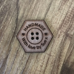Handmade Walnut Hexagonal Button With Detail 4cm