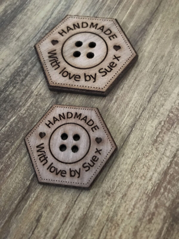 Handmade Walnut Hexagonal Buttons With Detail
