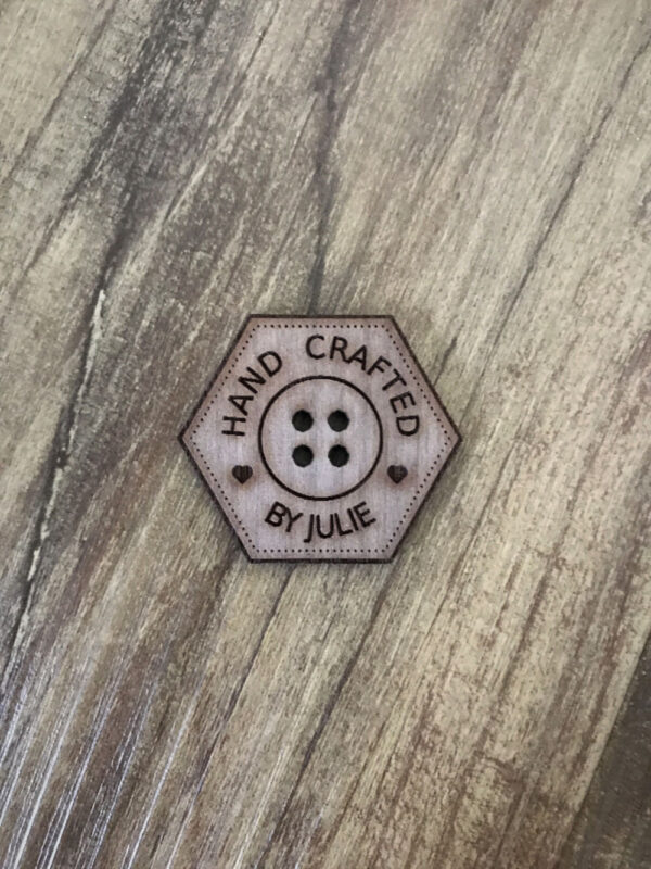 Hand Crafted Walnut Hexagonal Button With Detail 3cm
