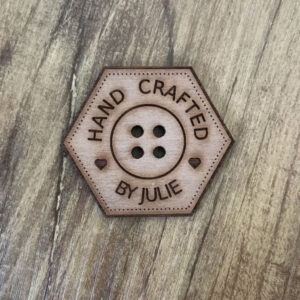 Hand Crafted Walnut Hexagonal Button With Detail 4cm