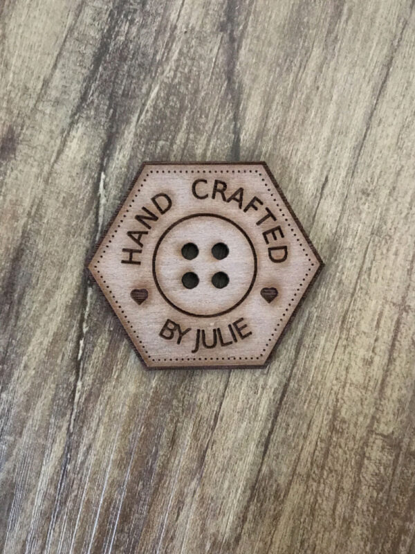 Hand Crafted Walnut Hexagonal Button With Detail 4cm