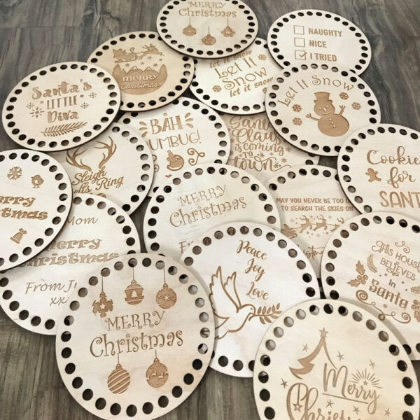 Christmas Wooden Crochet Baskets