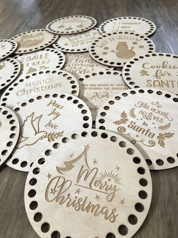 Christmas Wooden Crochet Baskets