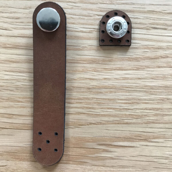 Brown Leather Fastener Silver Press Stud
