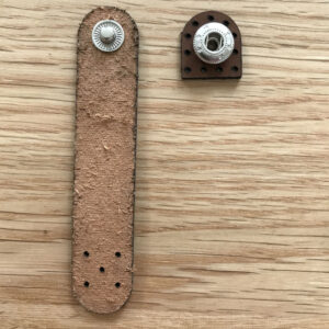 Brown Leather Fastener Silver Press Stud