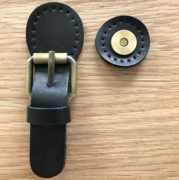 Magnetic Snap Black Leather Buckle Bag Fastener