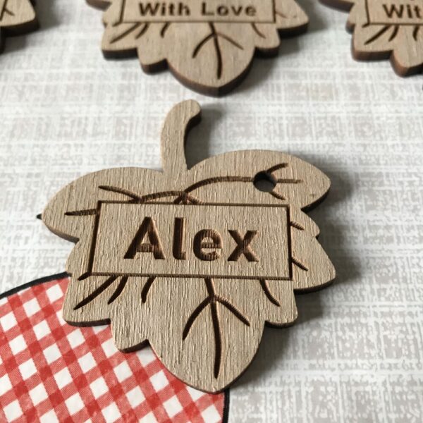 Personalised Walnut Leaf Tags