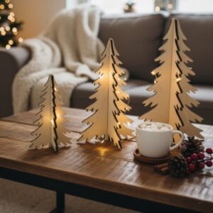 3D Table Top Wooden Christmas Tree Set